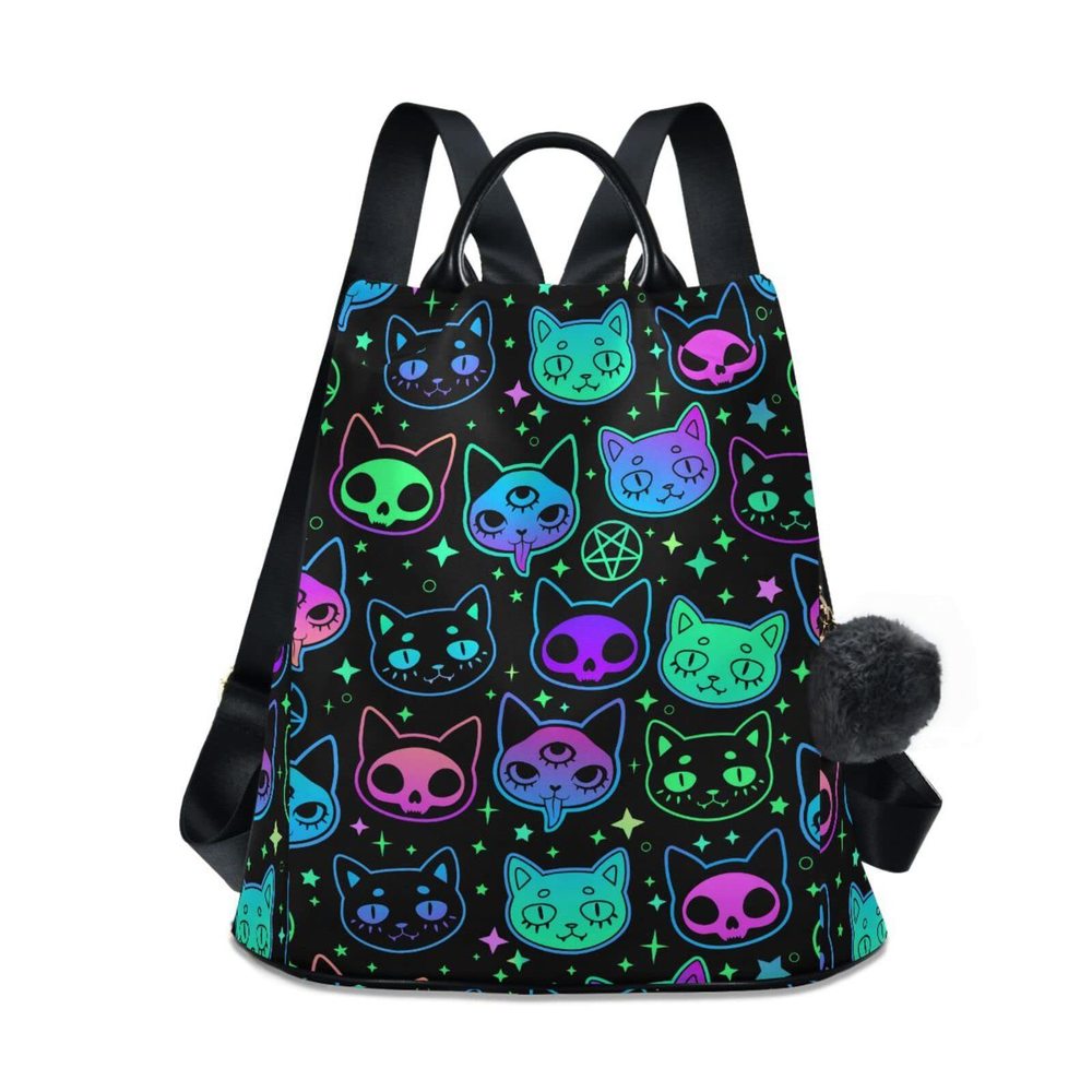 Fashion Backpack Purse for Women, Rainbow Cat Witchcraft Moon Star Backpack😗